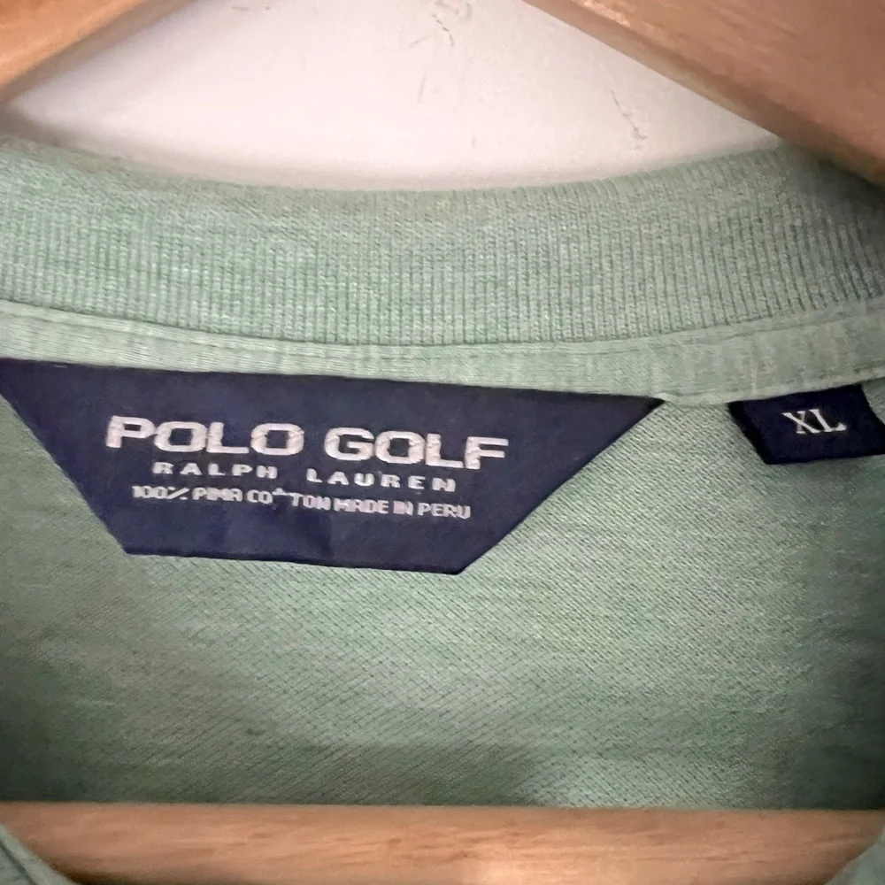 POLO GOLF Ralph Lauren Pima Cotton Long Sleeve 3 Button Polo Shirt Sage Green XL